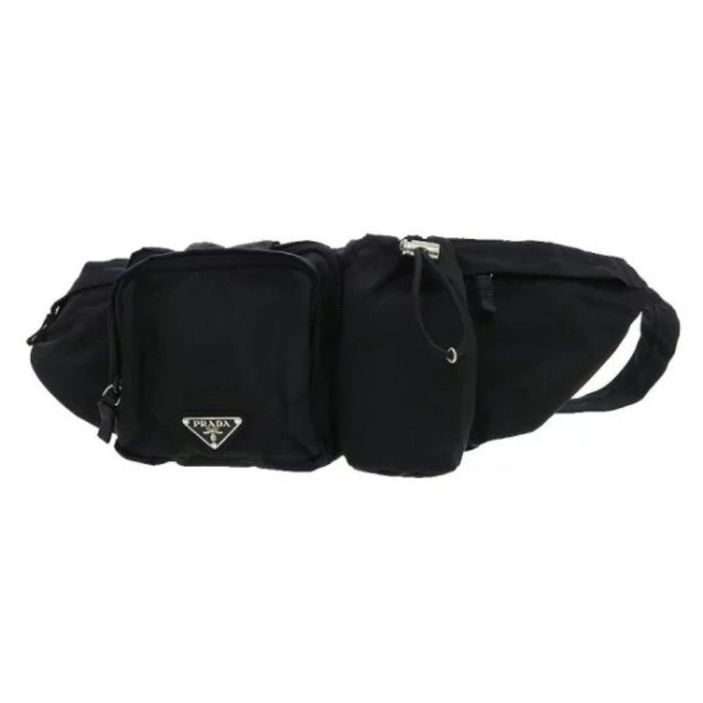 Prada belt Crossbody bag enamel triangle logo plaque Black